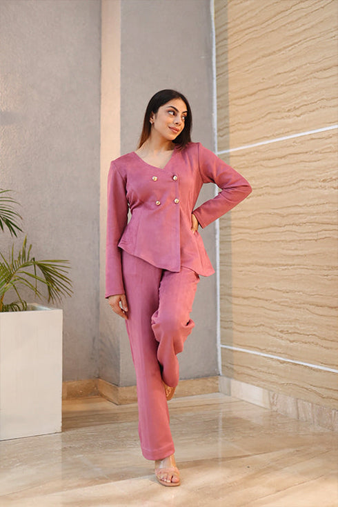 Rosegold Suede Coord Set 1